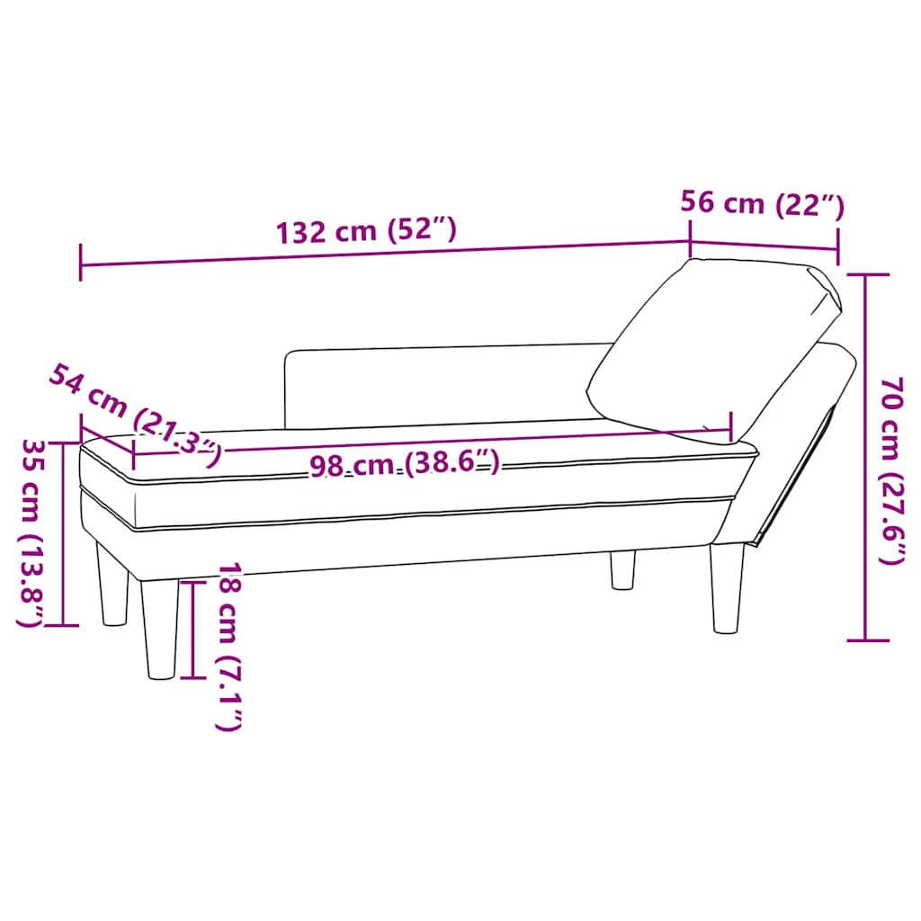 Chaiselongue mit Kissen Blau Cordstoff