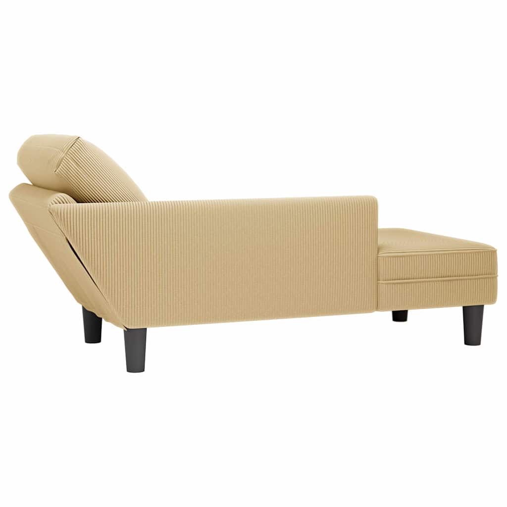 Chaiselongue mit Kissen Graugrün Cordstoff