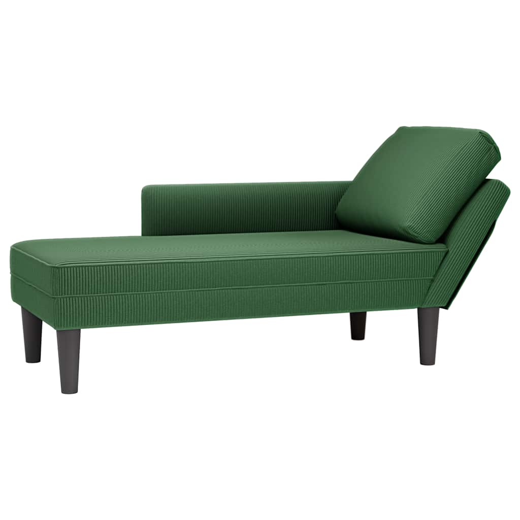 Chaiselongue mit Kissen Dunkelgrün Cordstoff
