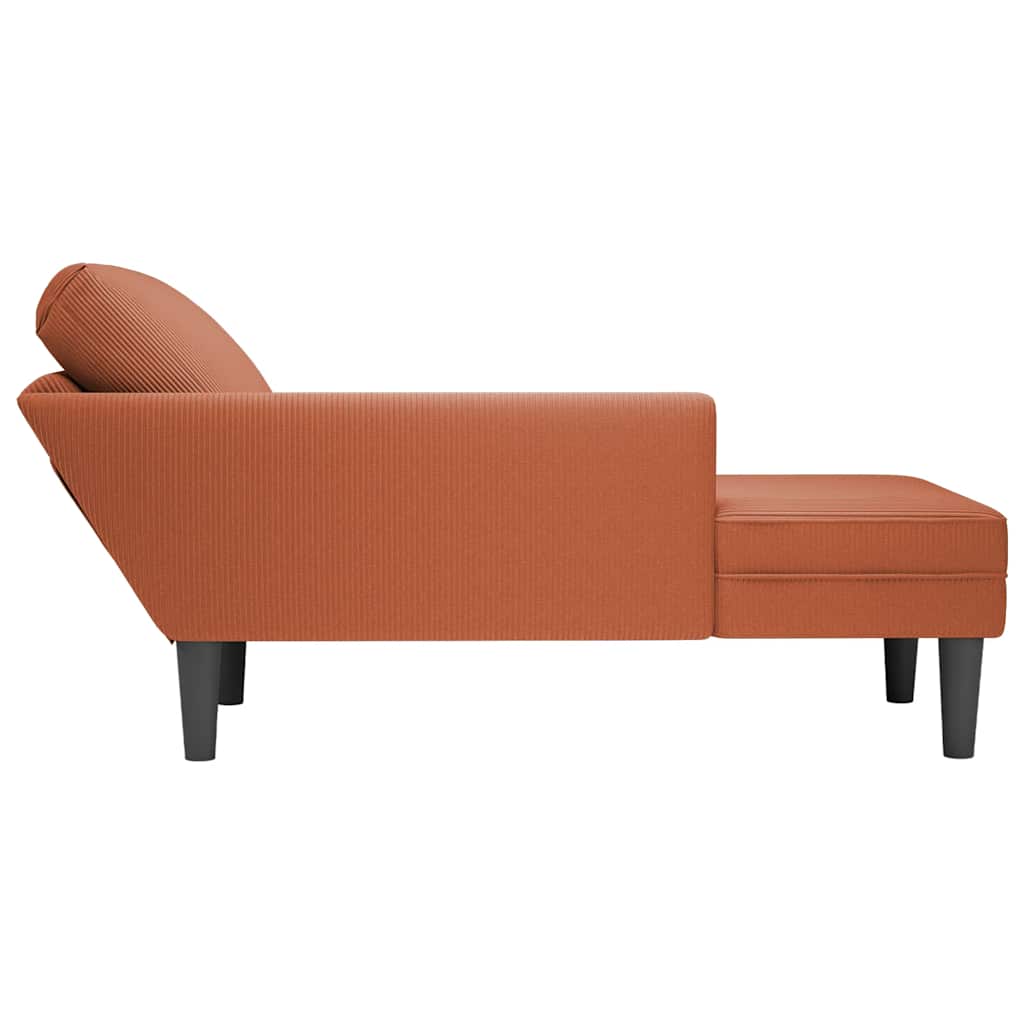 Chaiselongue mit Kissen Rot-orange Cordstoff