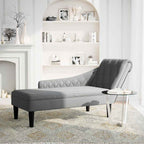 Chaiselongue mit Kissen und Rechter Armlehne Hellgrau Stoff