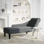 Chaiselongue mit Kissen und Rechter Armlehne Dunkelgrau Stoff
