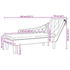 Chaiselongue mit Kissen und Rechter Armlehne Dunkelgrau Stoff