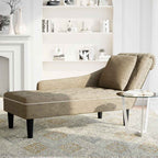 Chaiselongue mit Kissen Rechter Armlehne Hellgrau Kunstleder