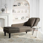 Chaiselongue mit Kissen & Rechter Armlehne Grau Kunstleder