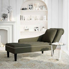Chaiselongue mit Kissen & Rechter Armlehne Armeegrün Kunstleder