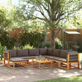 9-tlg. Gartensofa-Set mit Kissen Holz Akazie & Seil