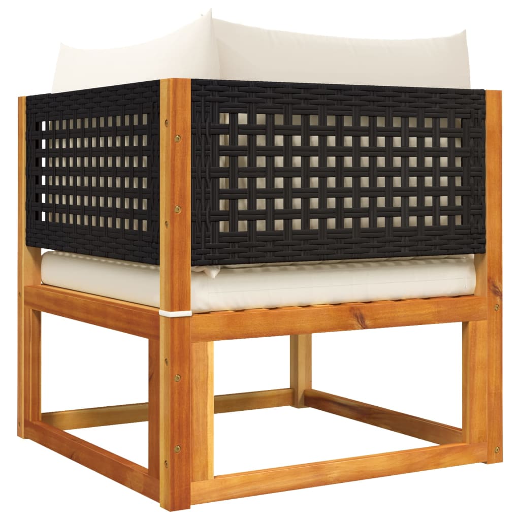 4-tlg. Gartensofa-Set mit Kissen Holz Akazie & Rattan