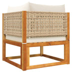 5-tlg. Gartensofa-Set mit Kissen Holz Akazie & Rattan