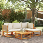5-tlg. Gartensofa-Set mit Kissen Holz Akazie & Rattan