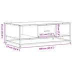 Couchtisch Grau Sonoma 100x57x35 cm Holzwerkstoff und Metall