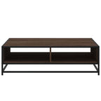 Couchtisch Braun Eichen-Optik 100x100x30cm Holzwerkstoff Metall