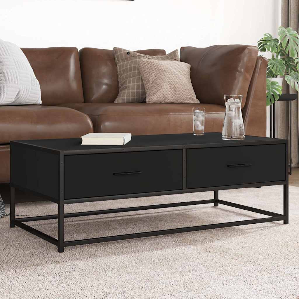 Couchtisch Schwarz 100x50x35 cm Holzwerkstoff und Metall