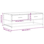 Couchtisch Grau Sonoma 100x50x35 cm Holzwerkstoff und Metall