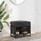 Schuhbank Schwarz 60x40x53,5 cm Holzwerkstoff und Metall