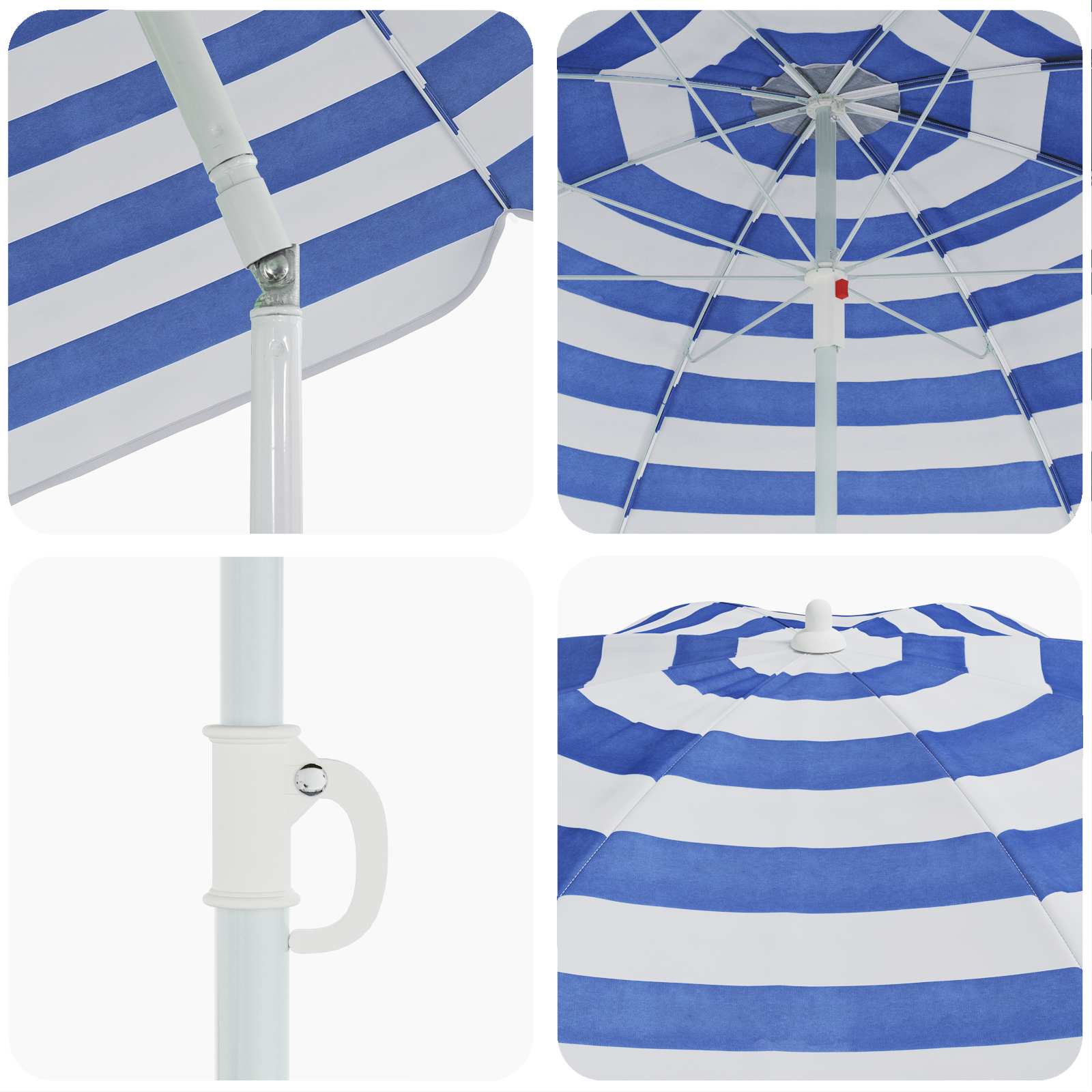 Sonnenschirm Blau und Weiß 161 x 161 x 193 cm Polyester