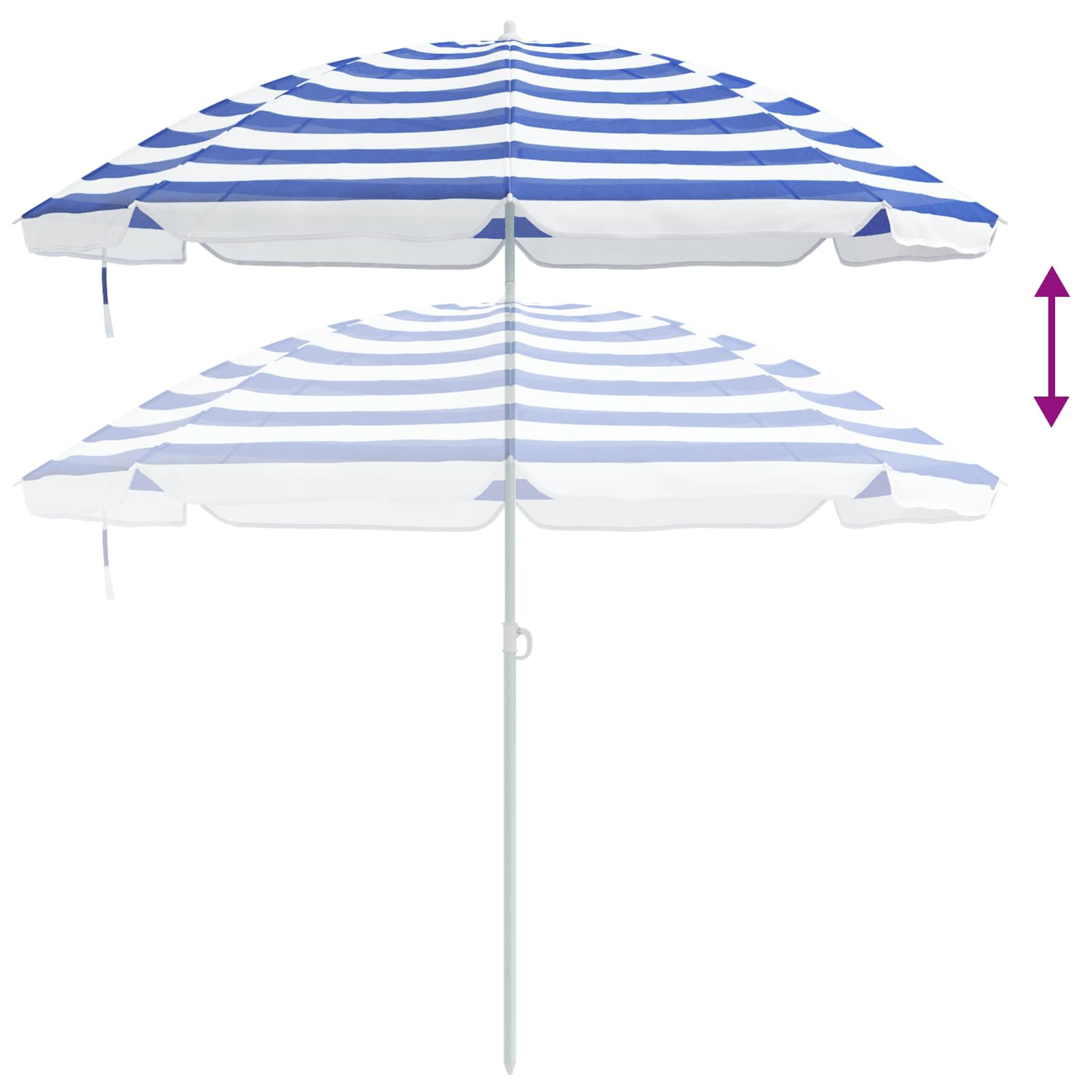 Strandparasol Blau und Weiß 206 x 206 x 212 cm