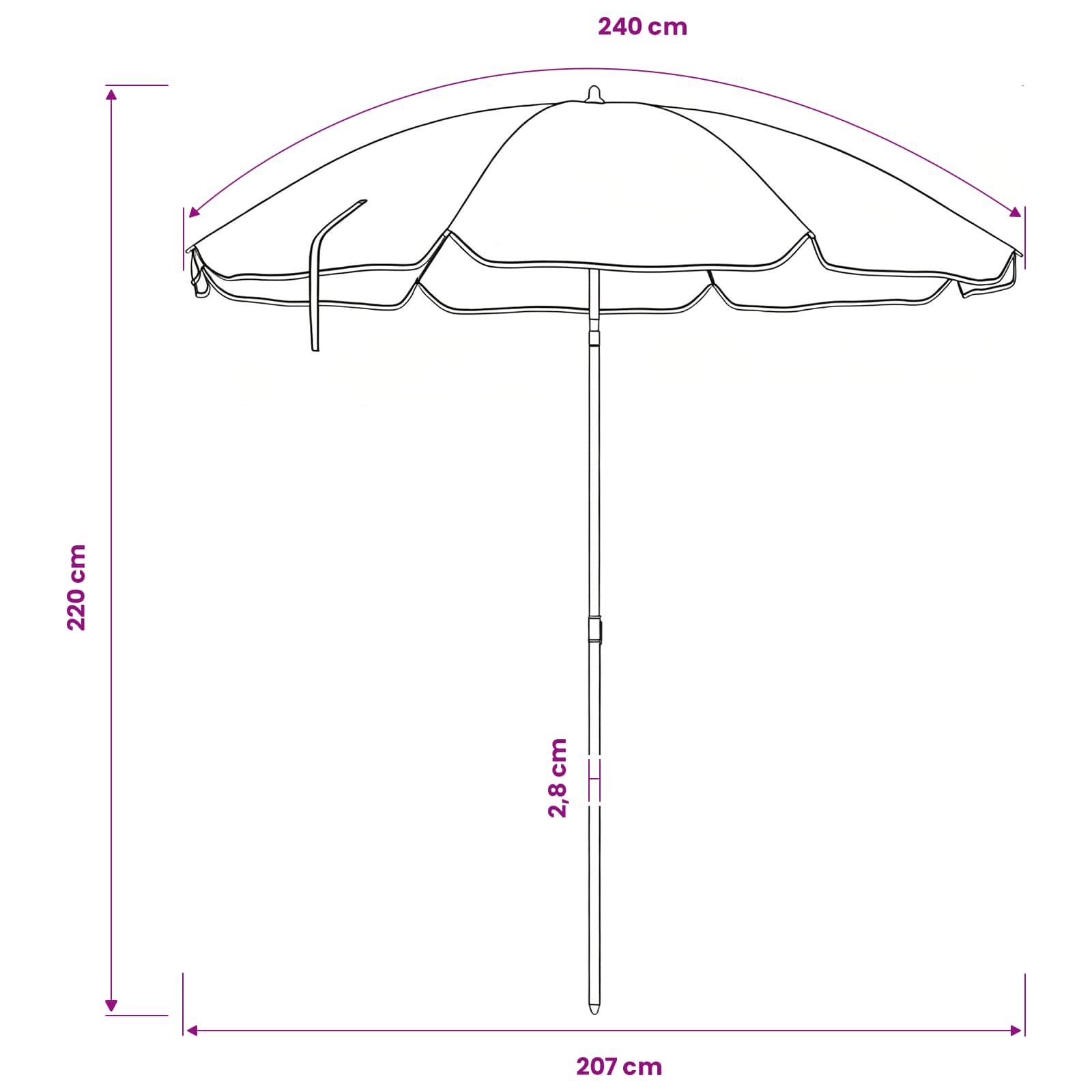 Strandparasol Tarnung 206 x 206 x 212 cm Polyester und Metall