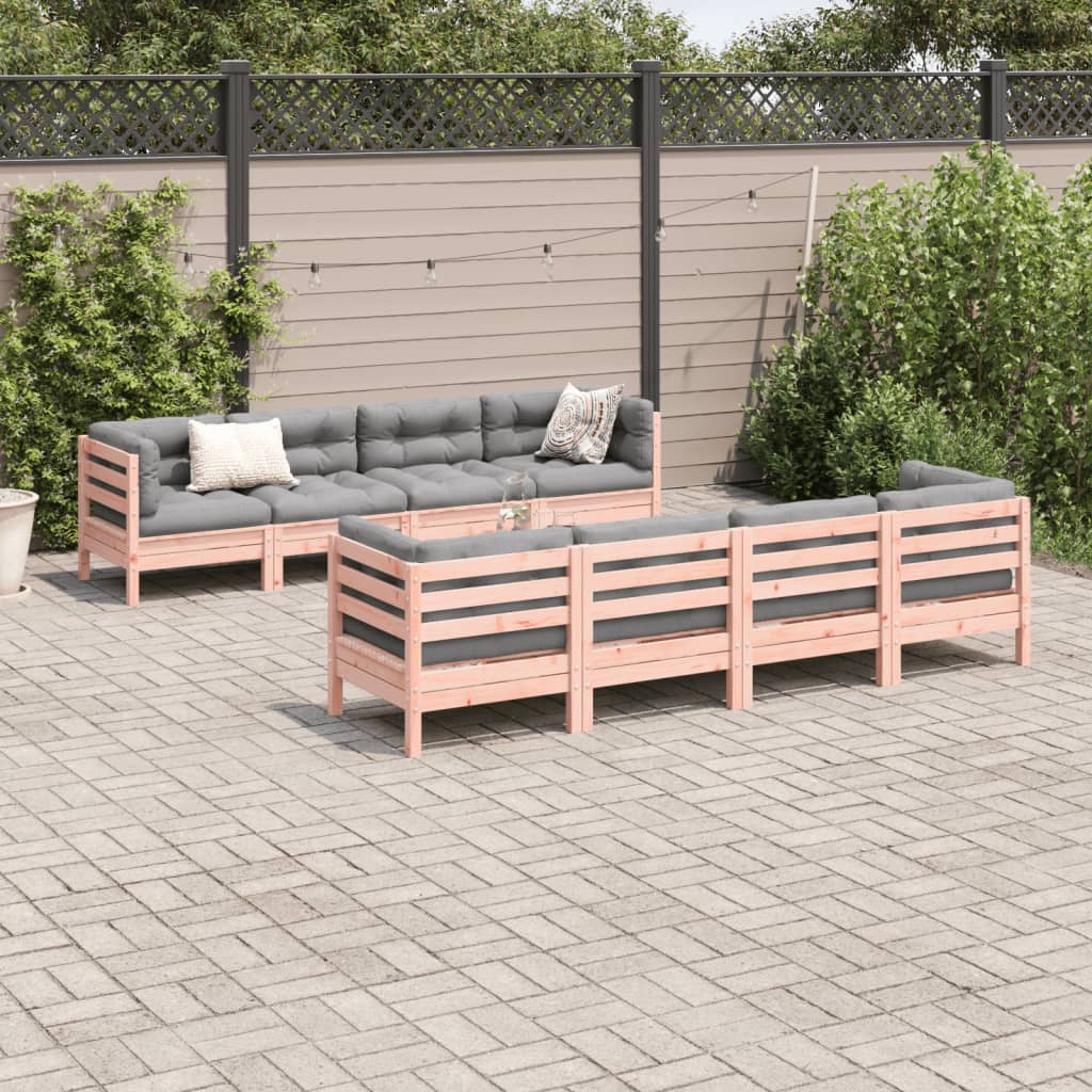 9-tlg. Garten-Sofagarnitur mit Kissen Massivholz Douglasie