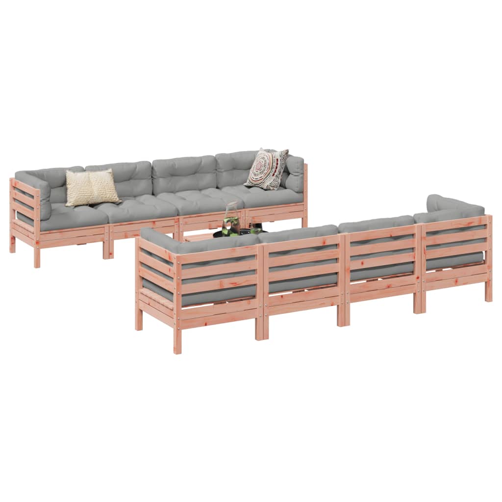 9-tlg. Garten-Sofagarnitur mit Kissen Massivholz Douglasie