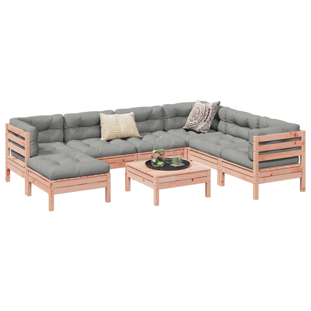 8-tlg. Garten-Sofagarnitur mit Kissen Massivholz Douglasie