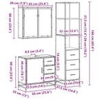 3-tlg. Badmöbel-Set Räuchereiche Holzwerkstoff