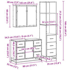 3-tlg. Badmöbel-Set Räuchereiche Holzwerkstoff