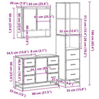 3-tlg. Badmöbel-Set Räuchereiche Holzwerkstoff