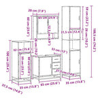 4-tlg. Badmöbel-Set Räuchereiche Holzwerkstoff