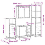4-tlg. Badmöbel-Set Räuchereiche Holzwerkstoff