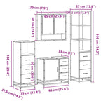 4-tlg. Badmöbel-Set Räuchereiche Holzwerkstoff