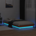 Massivholzbett mit LED Wachsbraun 75x190 cm Kiefer