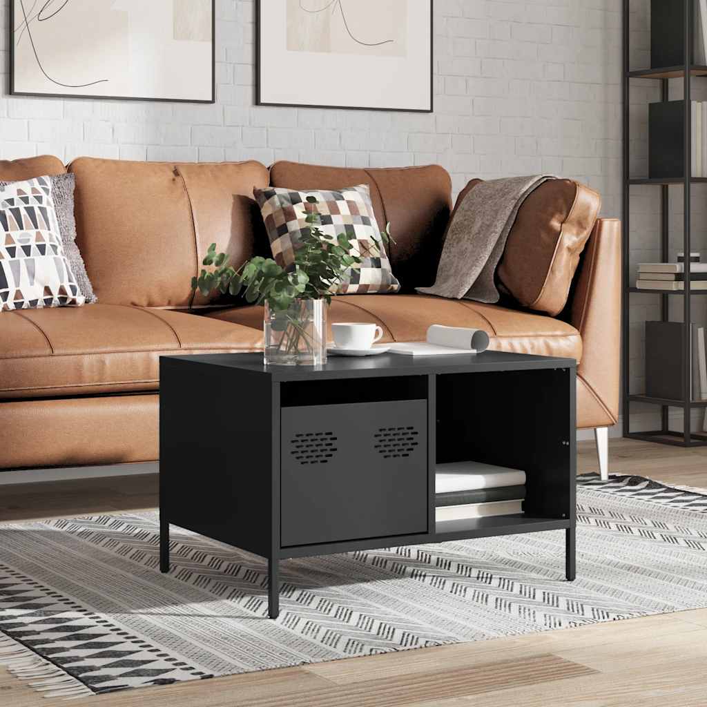 Couchtisch Schwarz 68,5x50x43,5 cm Kaltgewalzter Stahl