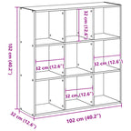 Bücherregal Betongrau 102x32x102 cm Holzwerkstoff