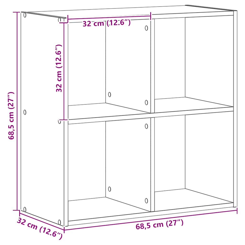 Bücherregal Artisan-Eiche 68,5x32x68,5 cm Holzwerkstoff