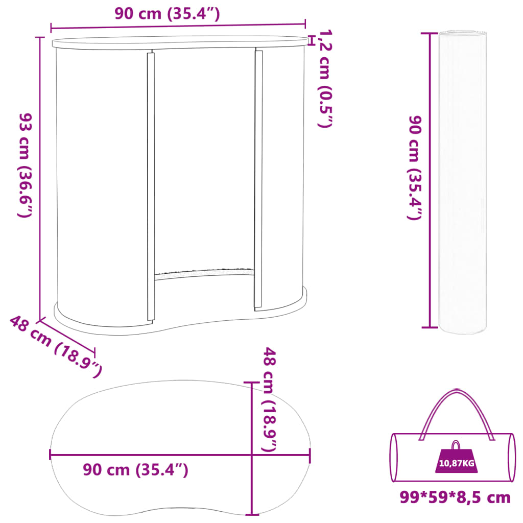 Messetheke Faltbar 90x48x93 cm Holzwerkstoff