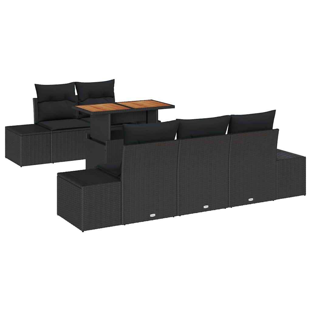 Garten Essgruppe mit Kissen 6 pcs Schwarz und Braun