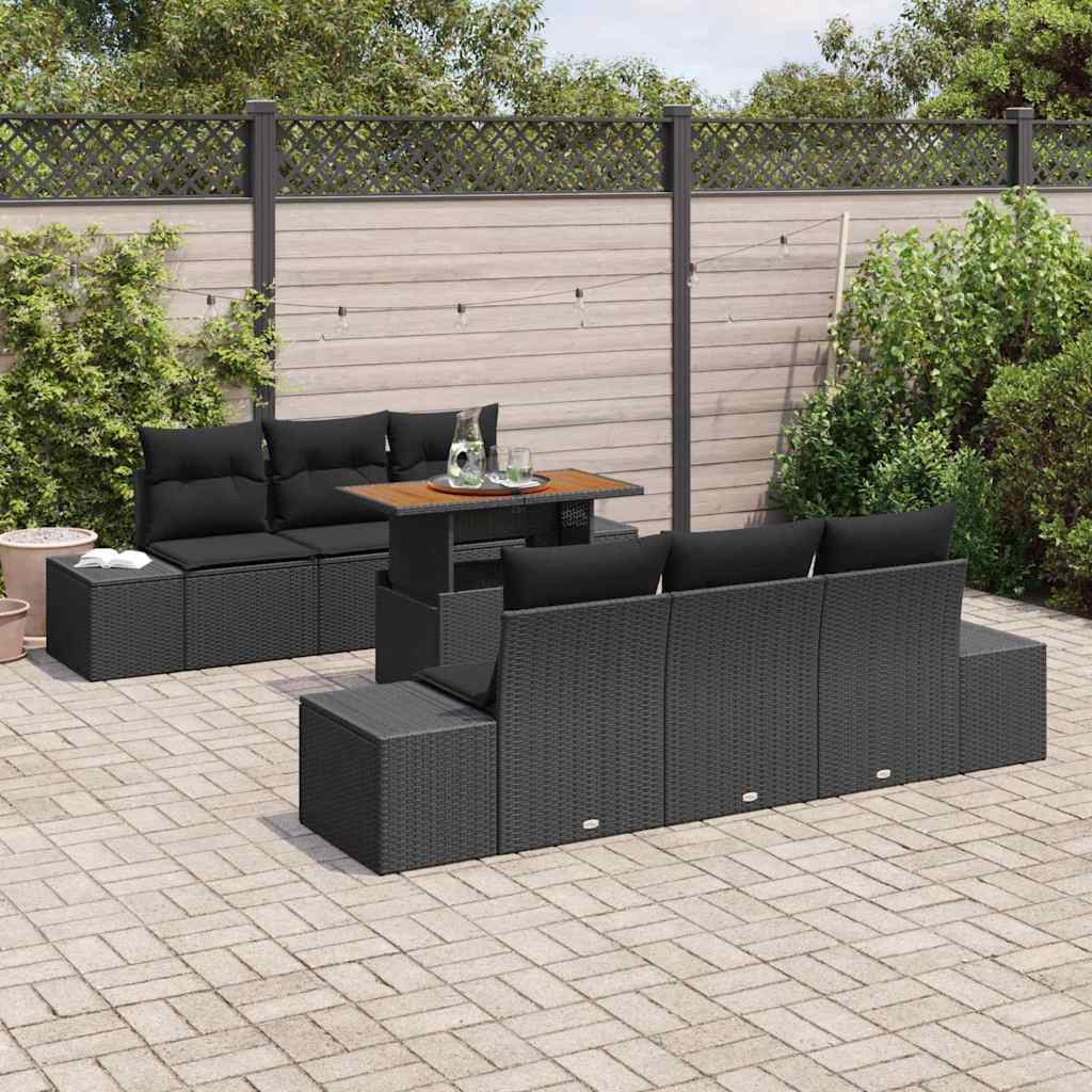 Garten Essgruppe mit Kissen 7 pcs Schwarz und Braun