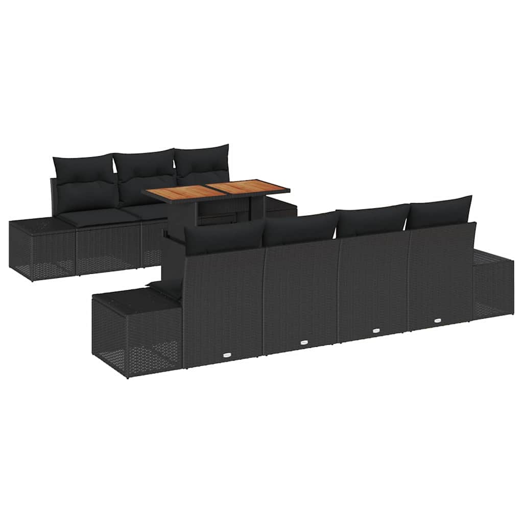 Garten Essgruppe mit Kissen 8 pcs Schwarz und Braun