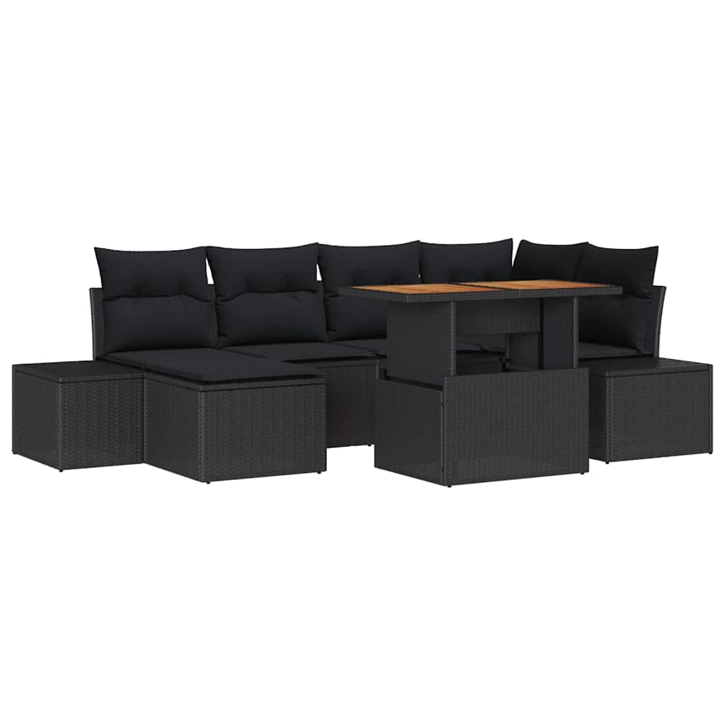 Garten Essgruppe mit Kissen 7 pcs Schwarz und Braun