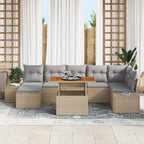 Garten-Sofa-Set mit Kissen 8 pcs Beige und Grau
