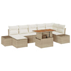 Garten-Sofa-Set mit Kissen 8 pcs Beige und Creme