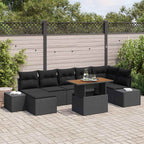 Garten-Sofa-Set mit Kissen 8 pcs Schwarz und Braun