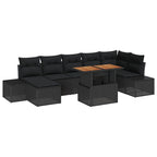 Garten-Sofa-Set mit Kissen 8 pcs Schwarz und Braun