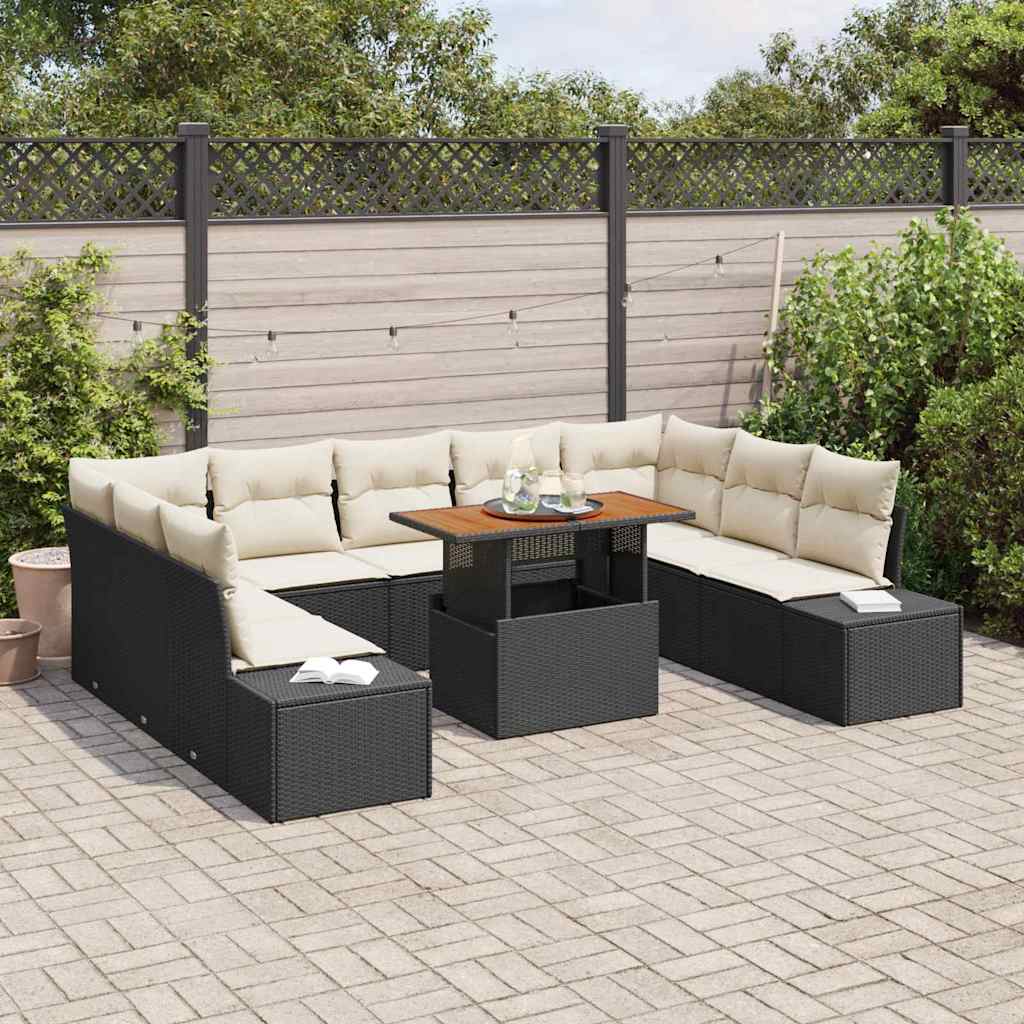 Garten Essgruppe mit Kissen 10 pcs Schwarz und Creme