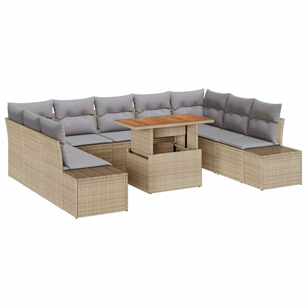 Garten Essgruppe mit Kissen 10 pcs Beige und Grau