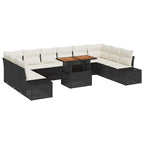 Garten-Sofa-Set mit Kissen 11 pcs Schwarz und Creme