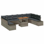 Garten-Sofa-Set mit Kissen 11 pcs Grau und Braun