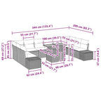 Garten-Sofa-Set mit Kissen 11 pcs Schwarz und Braun