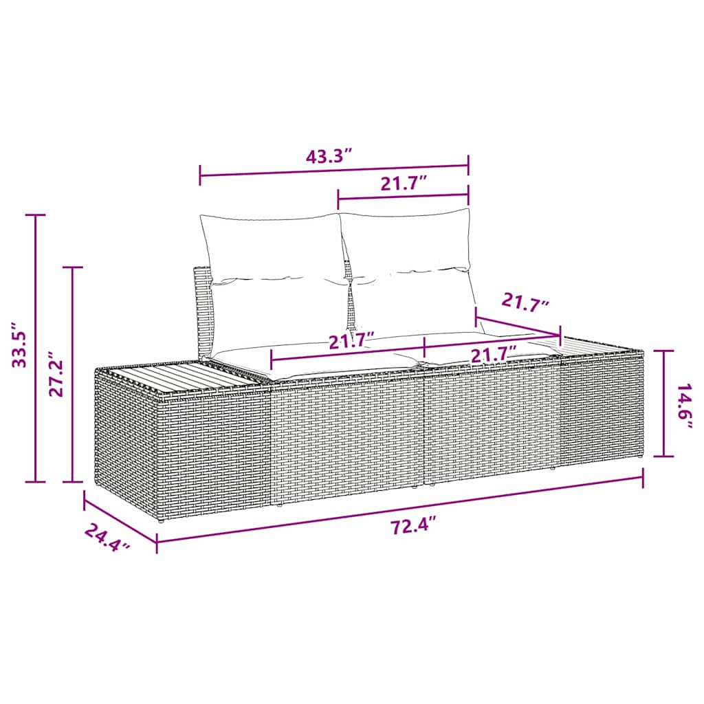 Garten Essgruppe mit Kissen 5 pcs Schwarz und Beige